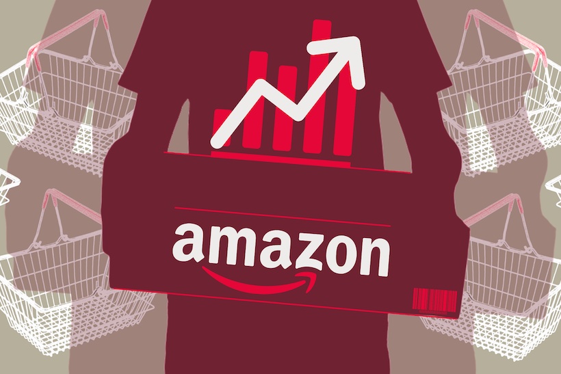 Clip art of person holding box with Amazon logo