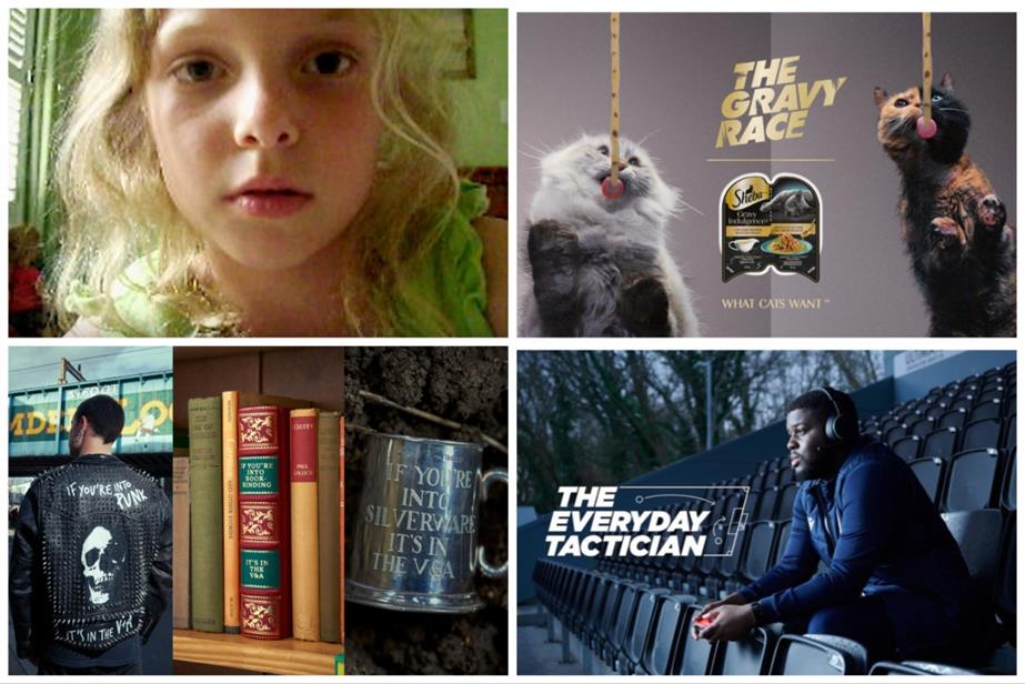 A collage of campaign images for Dove, Sheba, Xbox and the V&A