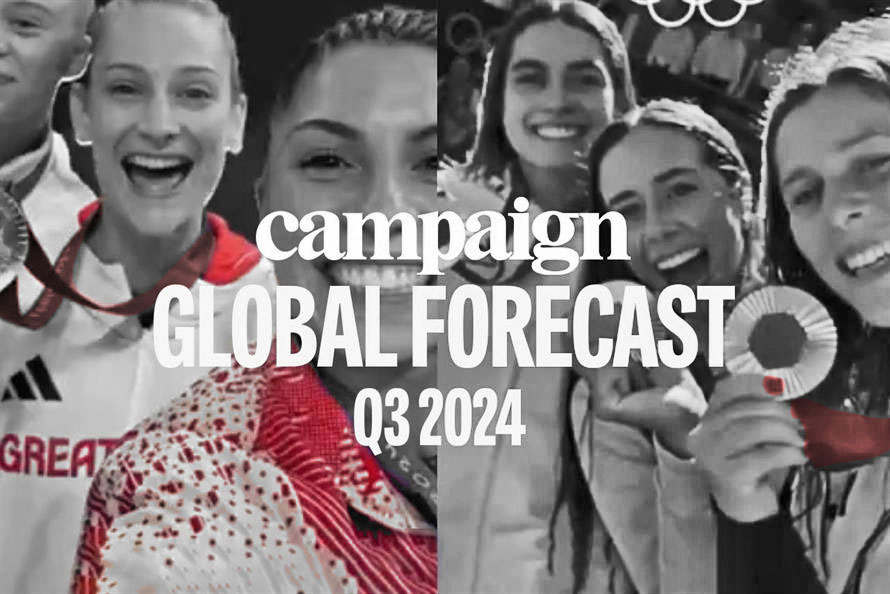 composite image of Olympic gold medallists, all women with words: 'Campaign Global Forecast q3 2024' overlaid