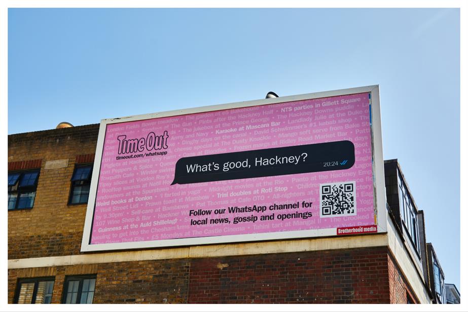 Billboard with the words What's good, Hackney?