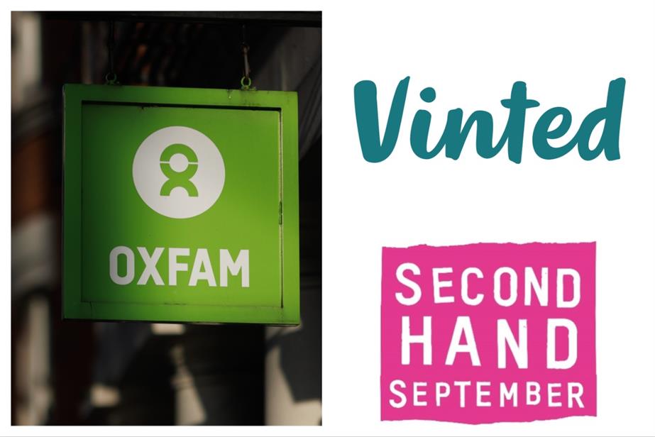 Oxfam, Vinted and "Second-hand September" logos