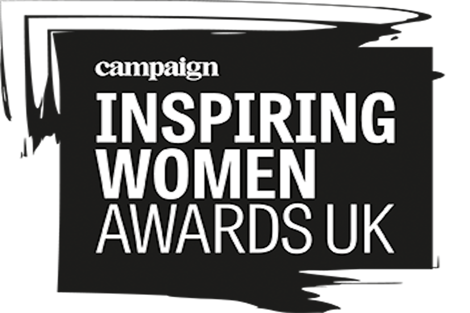 Campaign Inspiring Women Awards UK logo in white over black background